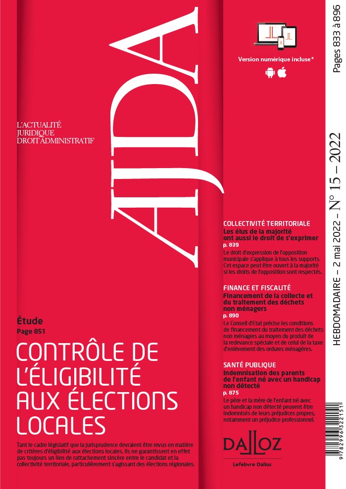 Publication AJDA – contrôle des critères d’éligibilité au niveau local  étude de synthèse [R. Rambaud]