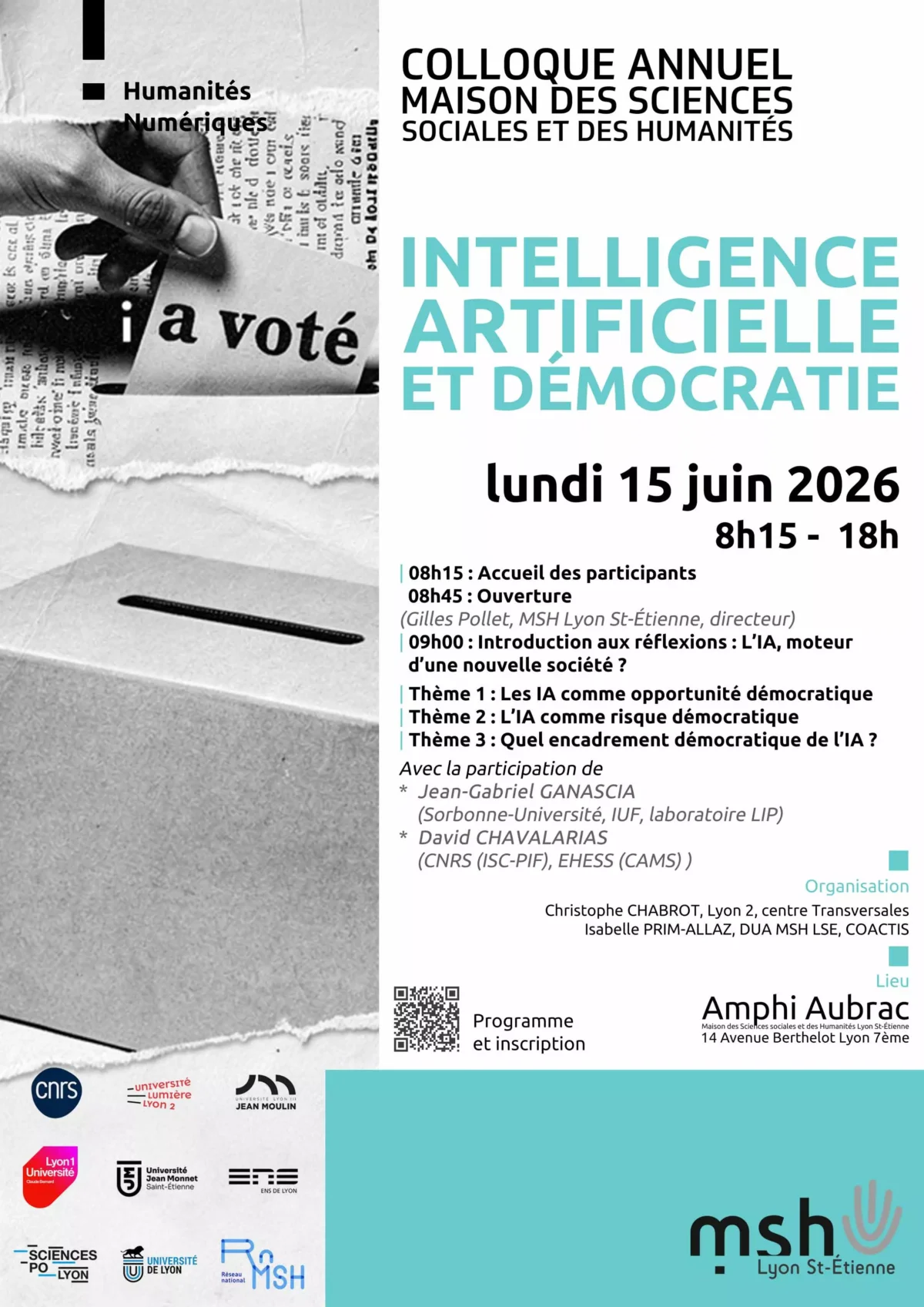 Journée Scientifique 2026 de la MSH Lyon / Saint-Etienne : IA et Démocratie. L&rsquo;IA, perturbateur électoral ? [R. Rambaud]